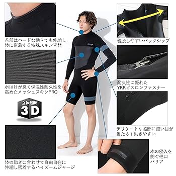 Amazon | FELLOW ウェットスーツ ロングスプリング 2.5mm バック
